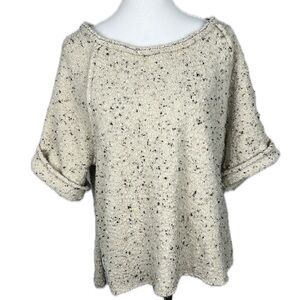 Free People Wool Blend Marsala Tweed Sweater Sz S Nub Oversized Pullover Texture